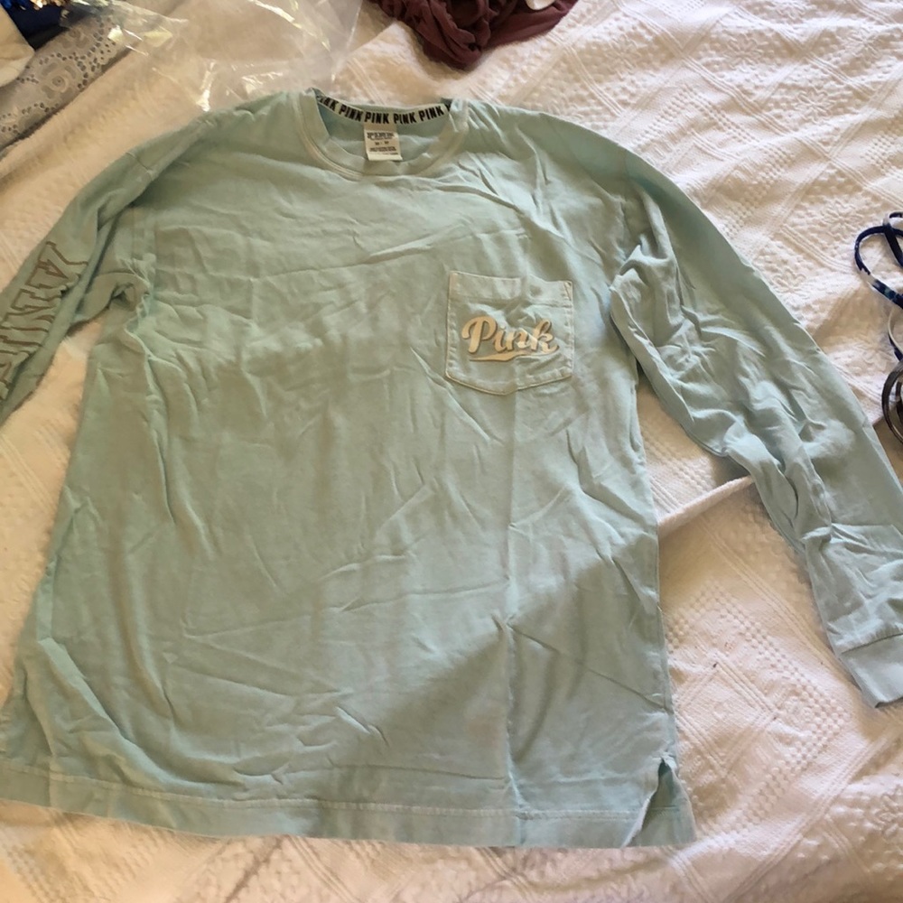 Light blue VS PINK long sleeve t shirt